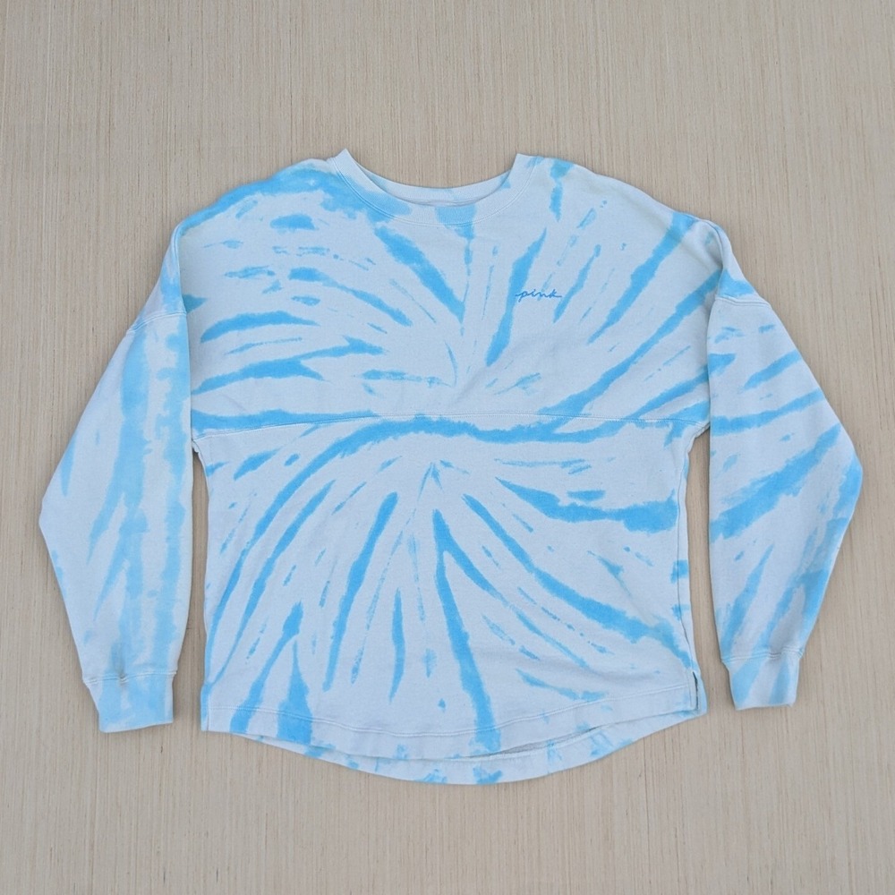 PINK Victoria's Secret Blue Tie-Dye Long Sleeve Sweatshirt Cozy Women's XS